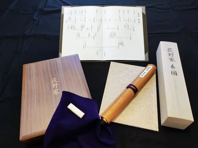 完成した家系図の製本一式